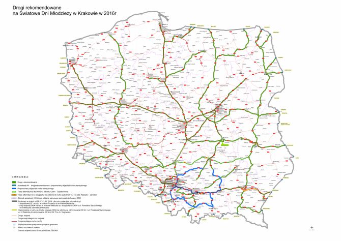 Rekomendowane drogi krajowe na ŚDM