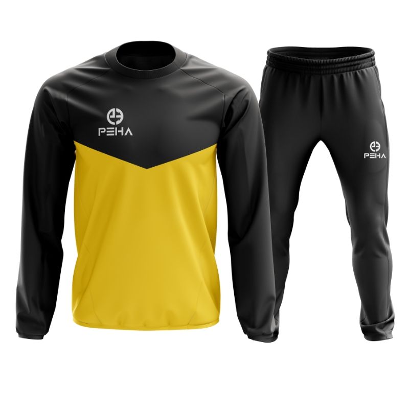 dres koszykarski peha rico czarno zolty zakladany przez glowe