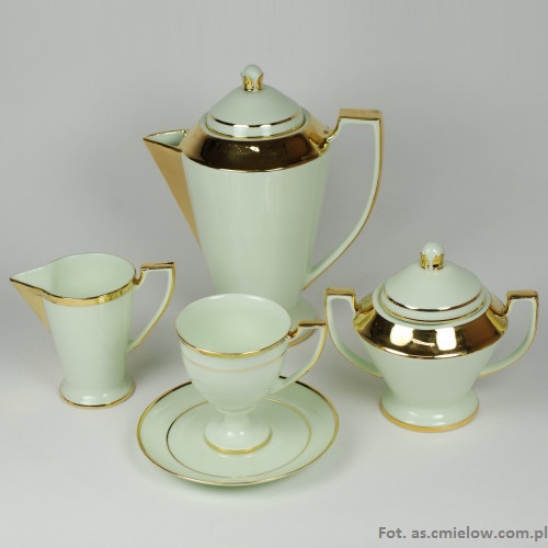 cukiernica pola dekoracja zlota szmaragdowa porcelana