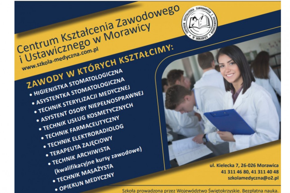 Centrum Kształcenia Zawodowego i Ustawicznego w Morawicy zaprasza uczniów