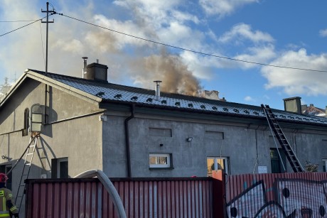 Pożar w budynku przy ul. Bodzentyńskiej w Kielcach