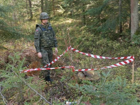 Ktoś położył granat moździerzowy… na pniu. Pocisk znalazł grzybiarz