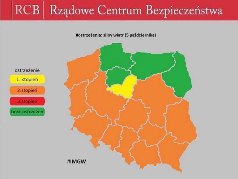 Ostrzeżenie meteo: silny wiatr