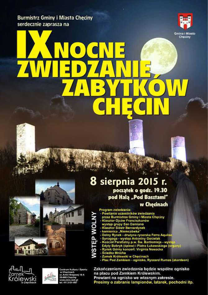 Zabytkowe Chęciny po zmroku