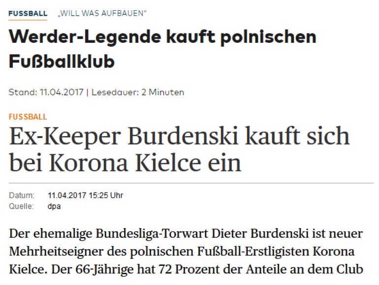 Niemieckie media o Koronie Kielce