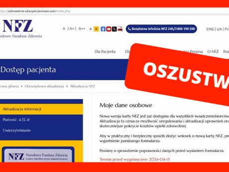 NFZ ostrzega przed fałszywymi stronami. Można stracić pieniądze!