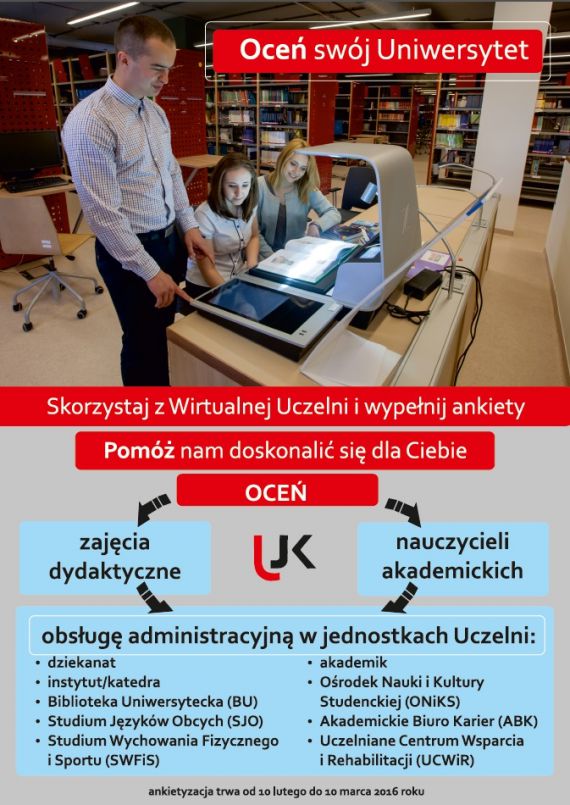 Studenci UJK oceniają wykładowców