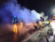 Pożar jaguara na drodze krajowej