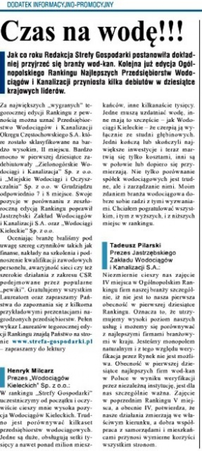 Awans Wodociągów Kieleckich