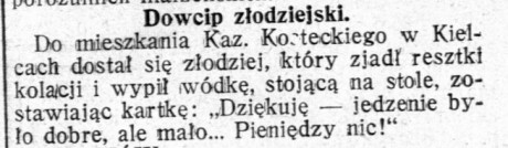 [PRZEGLĄD PRASY] Żart kieleckiego złodzieja i przejazd prezydenta