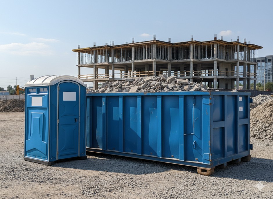 Toalety przenośne a wynajem kontenera na gruz - jak połączyć obie usługi w jednym zamówieniu?