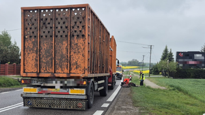 Wypadek z udziałem ciężarówki i rowerzysty