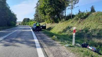 Kierowca Volkswagena potrącił rowerzystę w Borku Klimontowskim